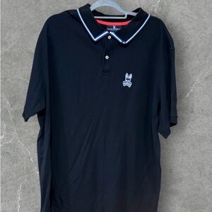 Psycho Bunny Black/Navy Polo with Embroidered Logo. 2XLT